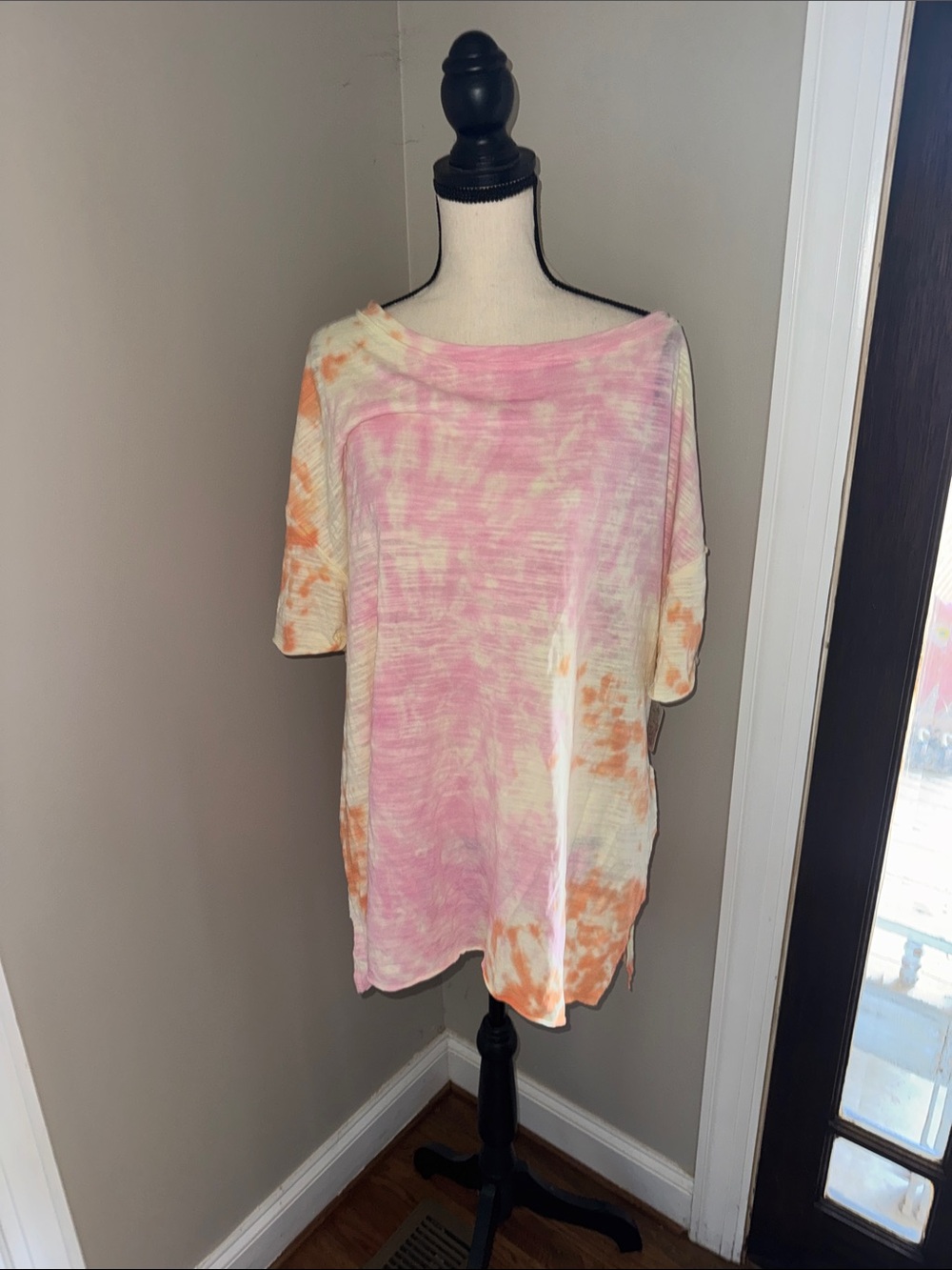 Free People Pink & Orange Tie-Dye Short Sleeve Tee